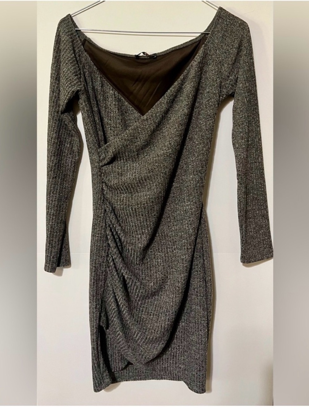 Fashion Nova Look Over Your Shoulder Gray Knit Mini Dress